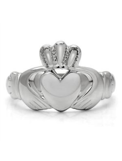 Eternal Sparkles Women's Claddagh Ring Polished Stainless Steel