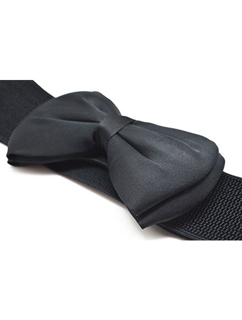 Meta-U Women Cute Bow/Flower Wide Elastic Waist Belt - Adorable Dress Accessory