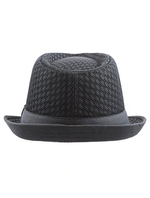 Black Horn Light Weight Classic Soft Cool Mesh Fedora hat
