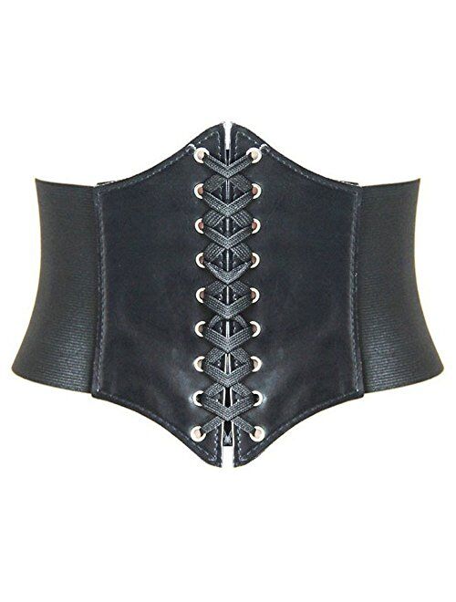 HANERDUN Lace-up Waspie Corset Belts for Women Elastic Waist Belt Tied Retro Wide Belt