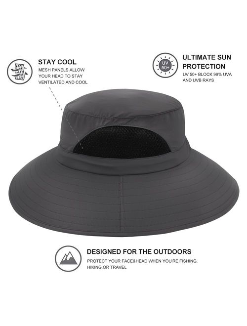Ordenado Waterproof Sun Hat Outdoor UV Protection Bucket Mesh Boonie Hat Adjustable Fishing Cap