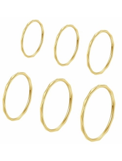 ALEXTINA Women's 6 Pieces Stainless Steel 1MM Thin Midi Stacking Rings Plain Band Comfort Fit Size 4 to 9