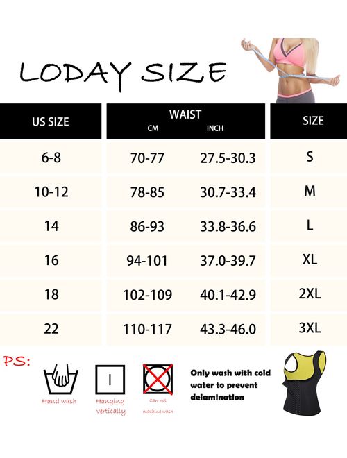 LODAY Womens Shapewear Weight Loss Neoprene Sauna Sweat Waist Trainer Corset Tank Top Vest Sport Workout Slimming Body Shaper