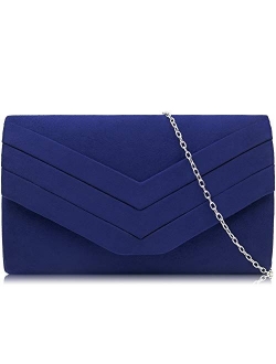 Evening Bag for Women, Suede Envelope Evening Purses Crossbody Shoulder Clutch Bag