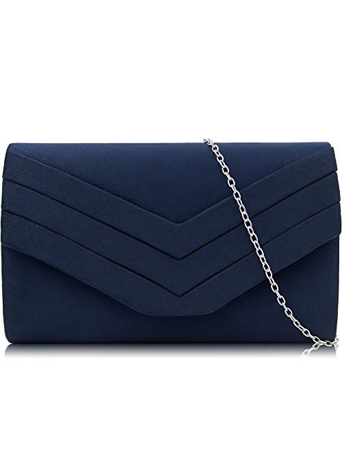 Milisente Evening Bag for Women, Suede Envelope Evening Purses Crossbody Shoulder Clutch Bag