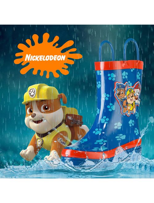 Nickelodeon Kids Boys' Paw Patrol Character Printed Waterproof Easy-On Rubber Rain Boots (Toddler/Little Kids)