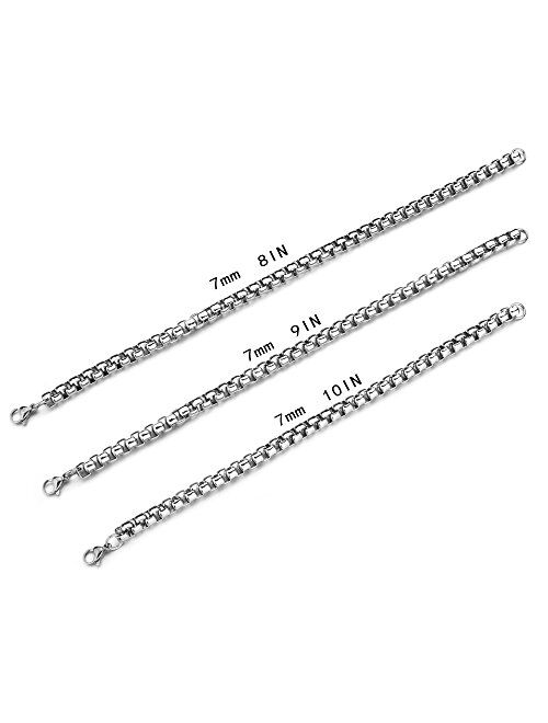 Monily 2-7mm 16-38In Square Rolo Stainless Steel Chain Necklace Round Box Necklace Men Women Jewellery