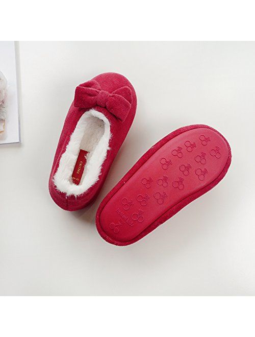 Girls' Classic Princess Style Velvet Memory Foam House Slippers