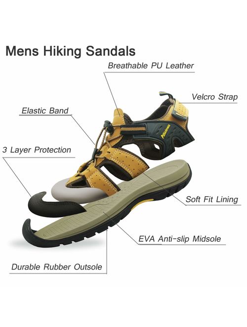 AMIDEWA Men's Sports Sandals Closed Toe Outdoor Water Shoes for Athletic Fisherman Beach Hiking Walking