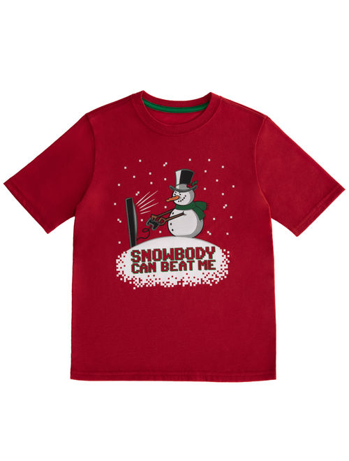 Wonder Nation Christmas Long Sleeve Graphic T-Shirt - 2 Pack Value Bundle (Little Boys, Big Boys & Husky)