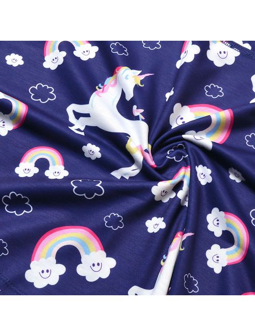 Jxstar Girls Long Sleeve Dresses Kids Unicorn Clothes Cotton Outfits 3-13 Years