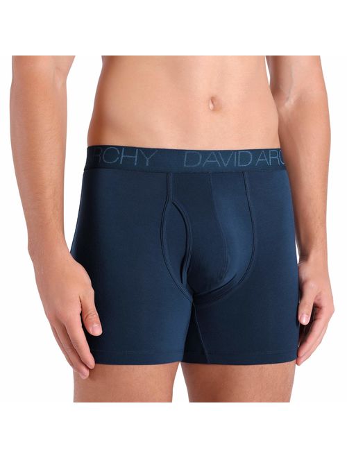 DAVID ARCHY Men's Breathable Boxer Briefs Bamboo Rayon Trunks with Fly in 3 or 4 Pack