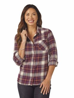 Riders by Lee Indigo Women's Heritage Long Sleeve Button Front Plaid Flannel Shirt