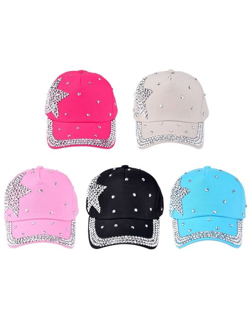 Funbase Children Outdoor Sports Star Shaped Bling Baseball Hiking Cap