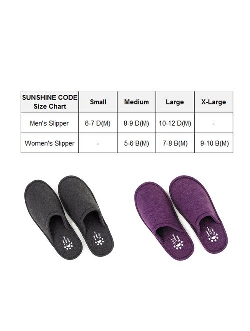 Sunshine Code Men's Memory Foam Cotton Washable Slippers with Matching Travel Bag for Home Hotel Spa Bedroom