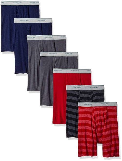 Fruit of the Loom Men's Cotton Solid Elastic Waist Boxer Brief (Pack of 7)