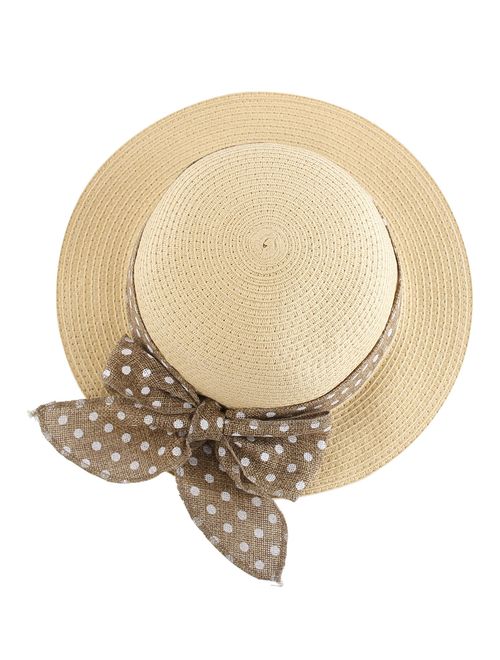 Fenleo Kids Summer Straw Hat Bowknot Beach Sun Protection Hats for Baby Girls