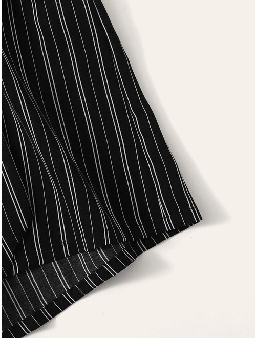 MAKEMECHIC Women's 2 Piece Outfit Summer Striped V Neck Crop Cami Top with Shorts