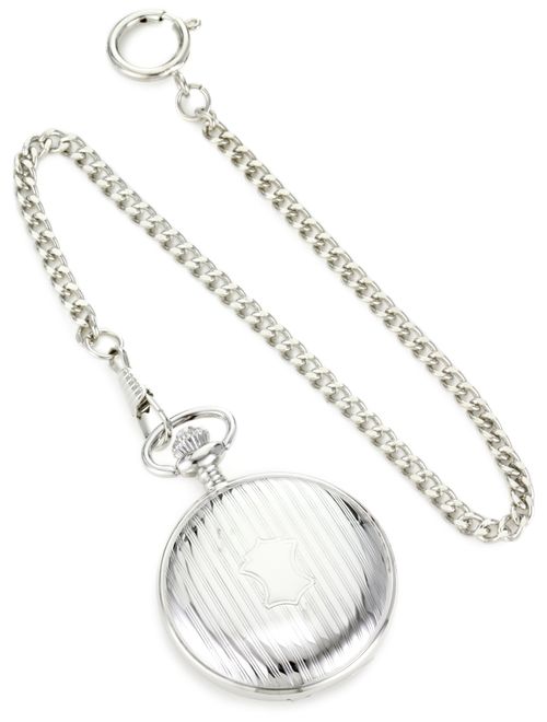 Bucasi PW1020SG Hunting Case Engravable Silver Gold Tone Chain Pocket Watch
