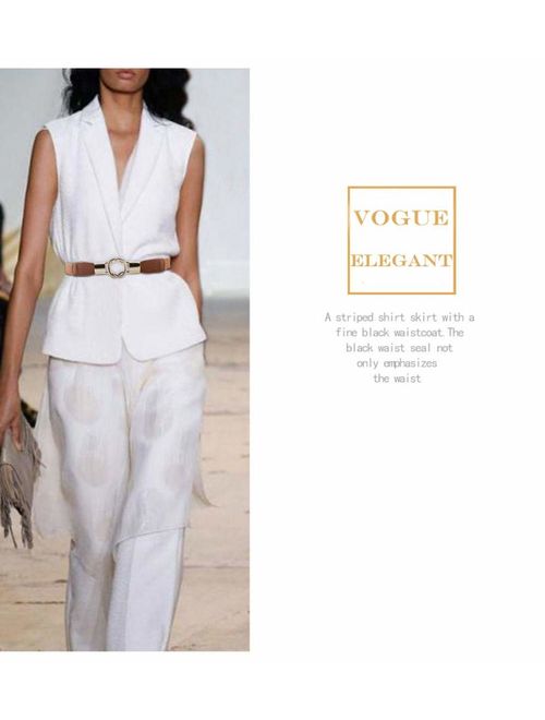 VOCHIC Womens Skinny Dress Belt for Ladies Fashion Elastic Waist Band Belts Gold Buckle