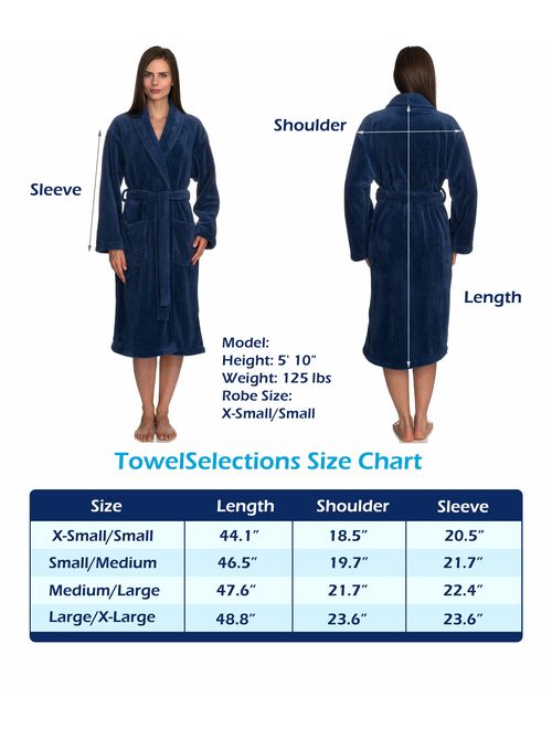 TowelSelections Women's Super Soft Plush Bathrobe Fleece Spa Robe Made in Turkey