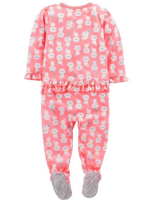 Simple Joys by Carter's Baby and Toddler Girls' 3-Pack Loose Fit Polyester Jersey Footed Pajamas