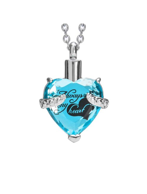 Smartchoice Cremation Jewelry For Ashes Urn Necklace Heart Pendant With Beautiful Presentation Gift Box With Stainless Chain And Accessories,