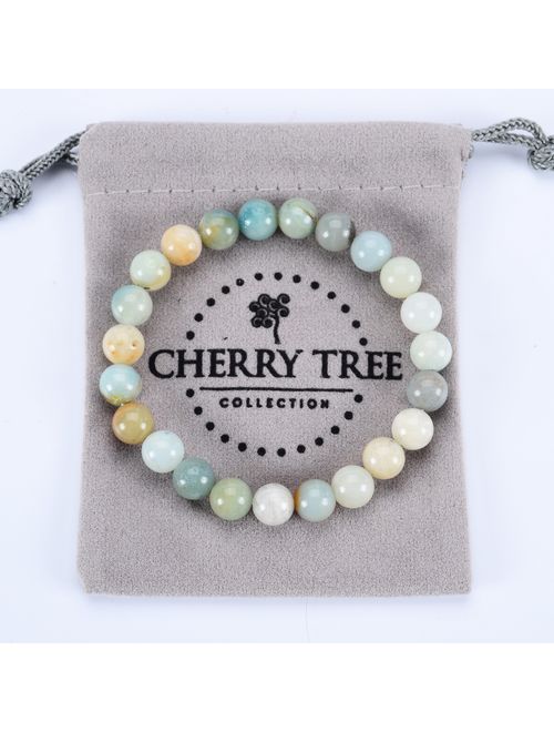 Cherry Tree Collection Gemstone Beaded Stretch Bracelet 8mm Round Beads 7