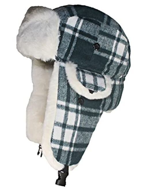 Best Winter Hats Big Kids Quality Madras Plaid Russian/Trapper Hat W/Faux Fur (One Size)