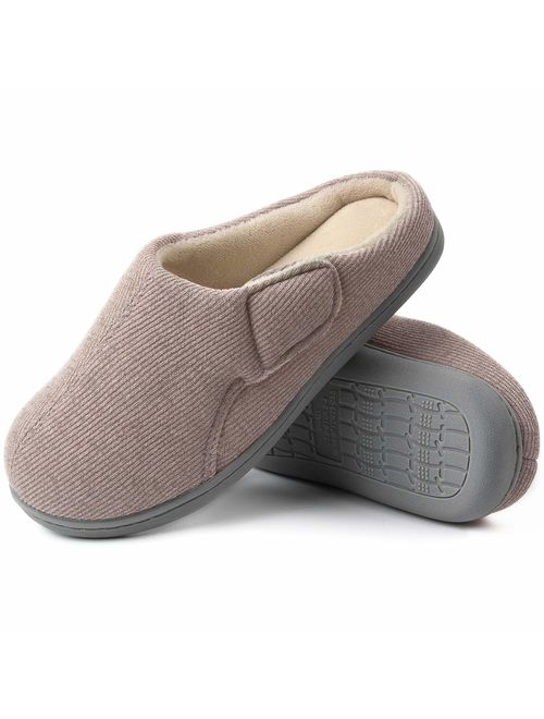 VIFUUR Mens Memory Foam Cushioned Slippers Suede Knit Comfort House Shoes Indoor