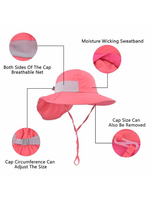 Toddler Sun Hat Kids Outdoor Activities UV Protecting Sun Hats with Neck Flap2T-7T