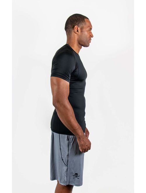 DEVOPS Men's 2~3 Pack Cool Dry Athletic Compression Short Sleeve Baselayer Workout T-Shirts