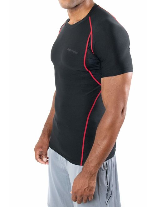 DEVOPS Men's 2~3 Pack Cool Dry Athletic Compression Short Sleeve Baselayer Workout T-Shirts