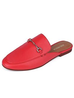 JENN ARDOR Women's Mule Flats Shoes Pointed Toe Backless Slipper Slip On Loafer Shoes