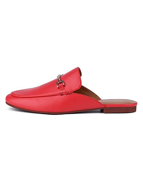 JENN ARDOR Women's Mule Flats Shoes Pointed Toe Backless Slipper Slip On Loafer Shoes
