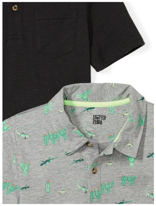 Amazon Brand - Spotted Zebra Boys' Toddler & Kids 2-Pack Slub Jersey Short-Sleeve Polo Shirts