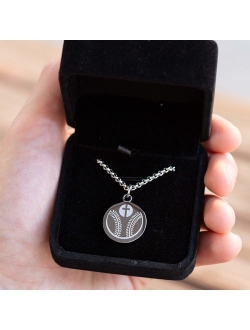 Pendant Sports Luke 1:37 Athletes Necklace Crafted in Stainless Steel and Presented in a Black Velvet Box. Baseball, Football, Hockey, Racing, Soccer, Basketball & Volley