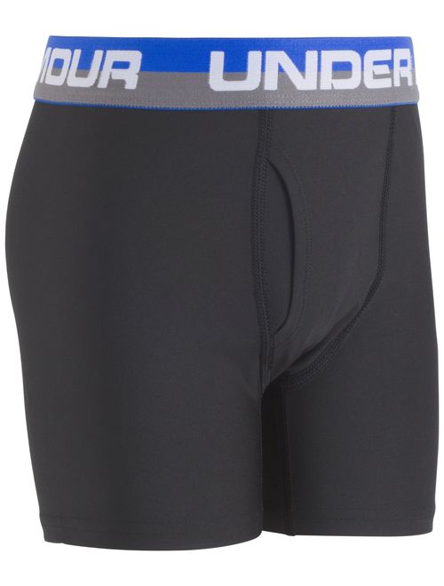 Under Armour Boys' Big 2 Pack Performance Boxer Briefs, Ultra Blue/Black, YLG