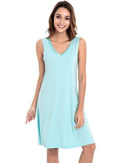 GYS Womens Bamboo Viscose Sleeveless V Neck Nightgown