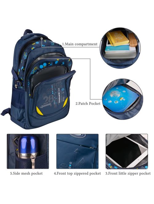 Bageek School Bag for Boys Bookbag Multi-pockets School Backpack Casual Backpack