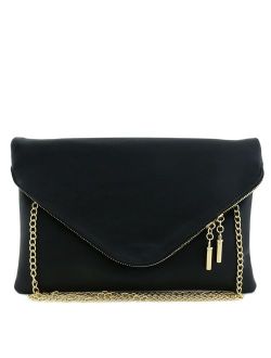 Large Envelope Clutch Bag with Chain Strap