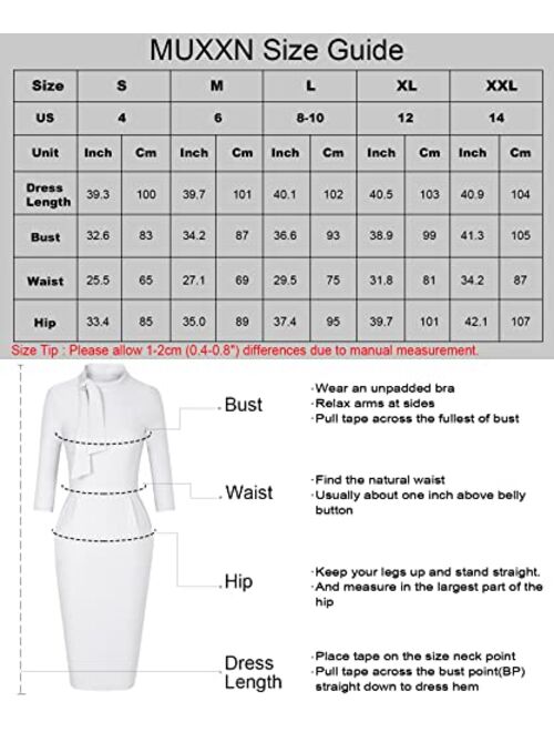 MUXXN Women's Classic Vintage Tie Neck Formal Cocktail Dress with Pocket