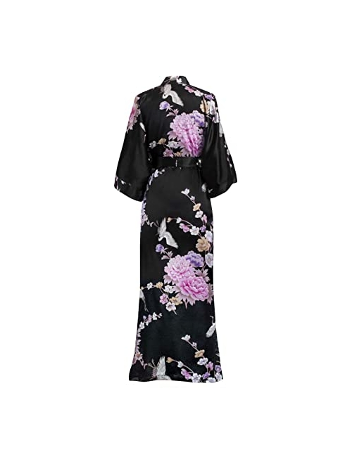 KIM+ONO Women's Satin Kimono Robe Long - Floral