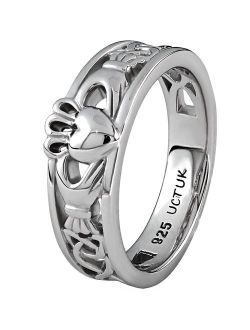 Sterling Silver ULS-6157 Ladies Claddagh Ring