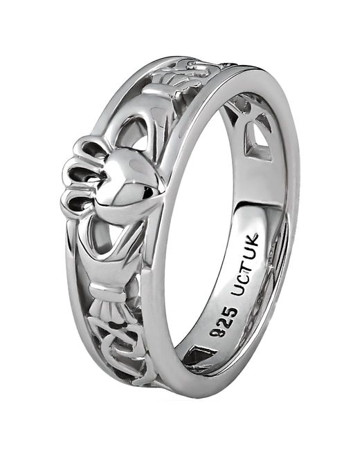 Sterling Silver ULS-6157 Ladies Claddagh Ring