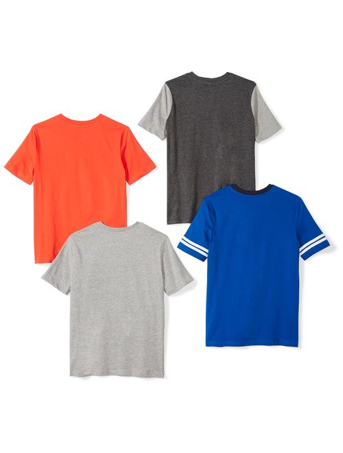 Amazon Brand - Spotted Zebra Boys' Toddler & Kids 4-Pack Short-Sleeve V-Neck T-Shirts