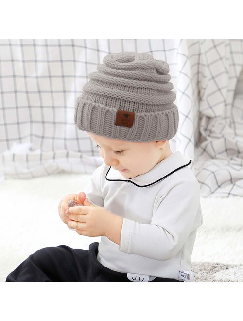 Zando Baby Winter Hats Kids Cable Knit Caps Cozy Warm Cute Infant Toddler Beanies for Boys Girls