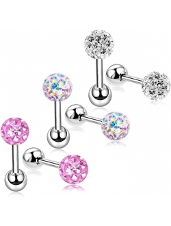 18G Stud Earrings Set for Women Girls Sensitive Ears with Screw on Backs Tragus Cartilage Jewelry ZHYAOR