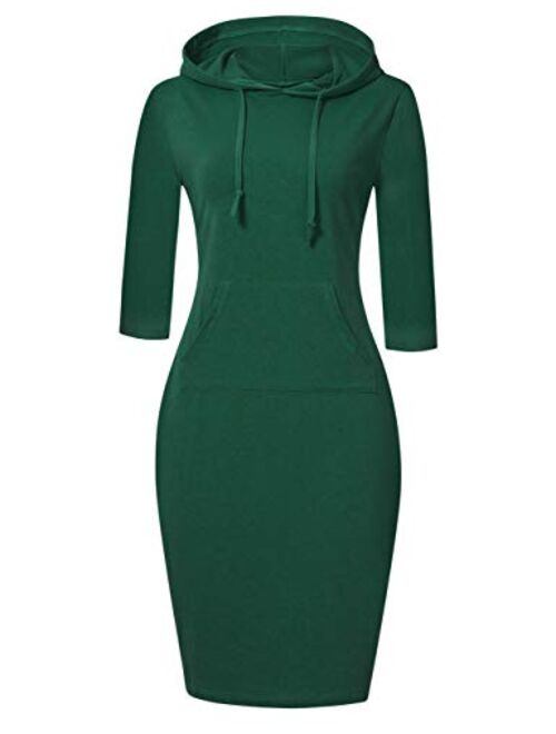 Buy MISSKY Knee Length Slim Casual Pullover Hoodie Dress online ...
