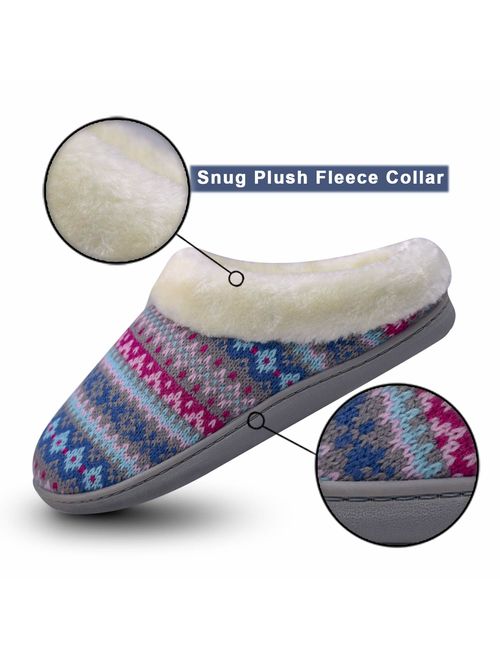 Womens Comfort Micro Suede Memory Foam Slippers Anti-Skid Plush Fleece House Shoes for Indoor Outdoor Use